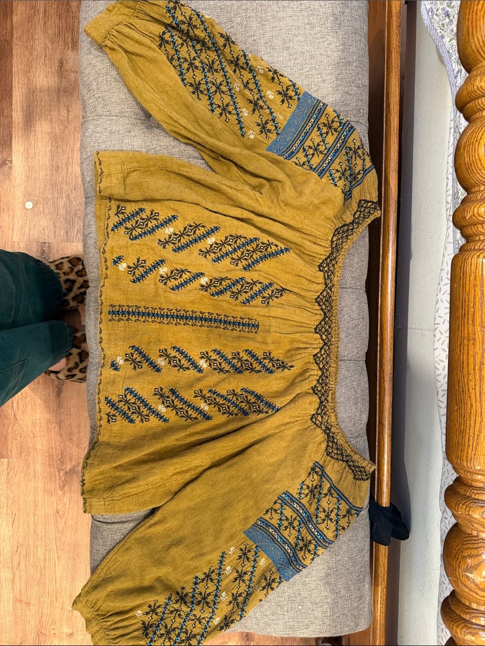 Olive green off shoulder Free People Top